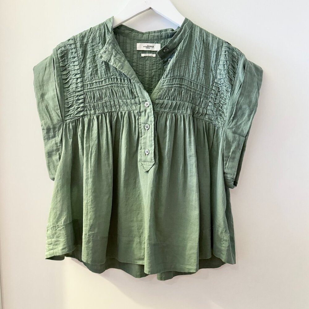 Isabel Marant Etoile - Leaza Blouse- Sage- Organic Cotton Voile - SZ FR 36/US S